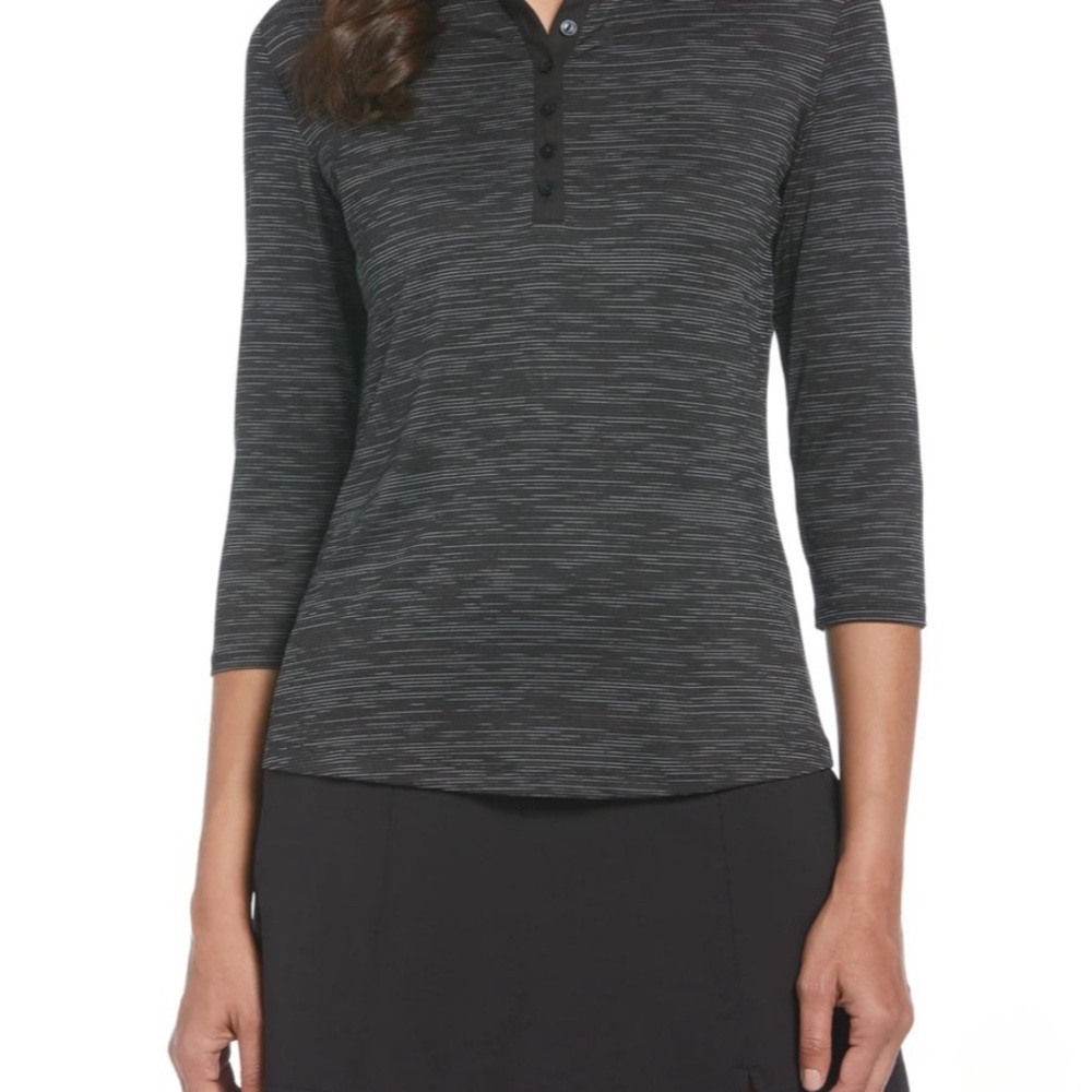 Callaway Opti-Dri Golf‎ Top Women’s XXL Black Stretch UPF 50 3/4 Sleeve Polo